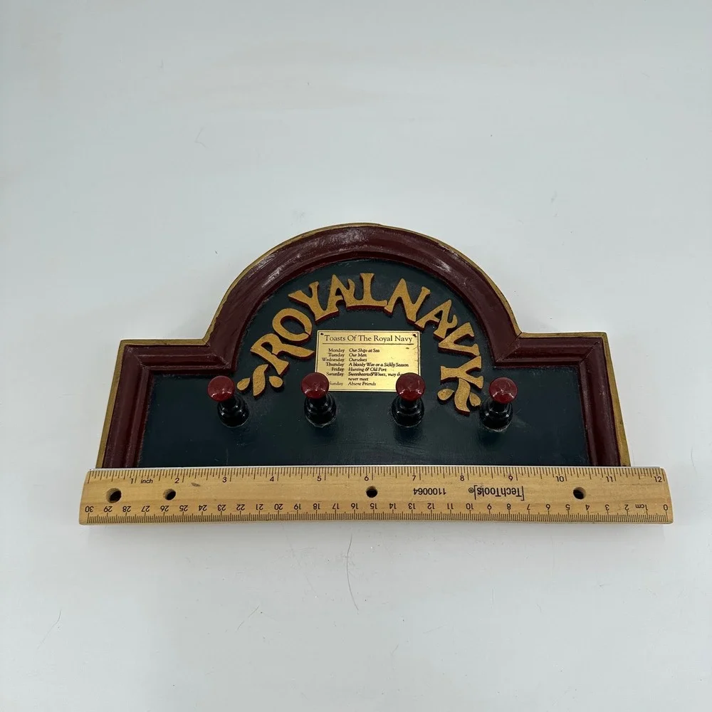 Authentic Models Royal Navy Toasts Wooden Wall Coat Rack Nautical Decor